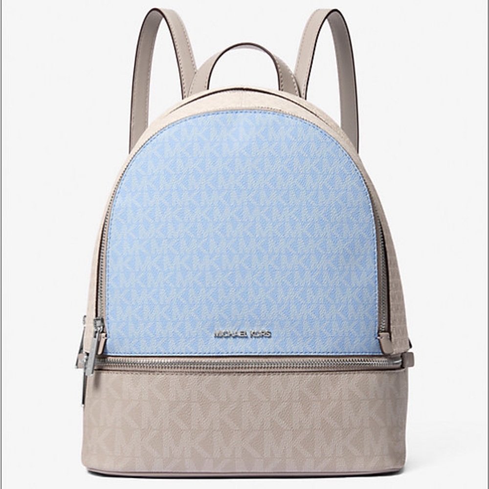MICHAEL KORS Rhea Medium Color-Block Signature Logo Backpack - Picture 3 of 16